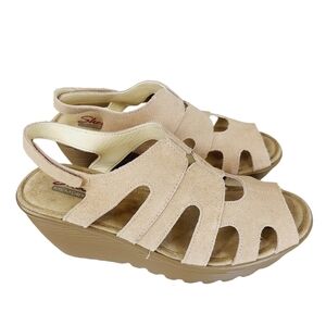 Skechers Stylin Suede Wedge Sandals Women’s Size 7 Adjustable Straps Cushioned